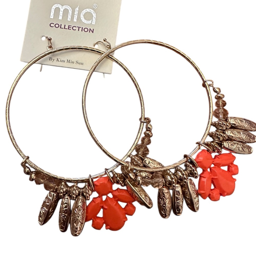 MISHA COLLECTION Gold and Orange Bohemian Earrings‎